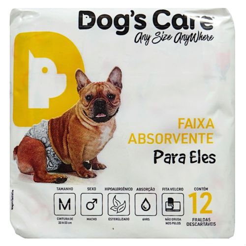 FRALDA HIGIÊNICA DESCARTÁVEL DOGS CARE M 12 UN PARA CÃES MACHOS